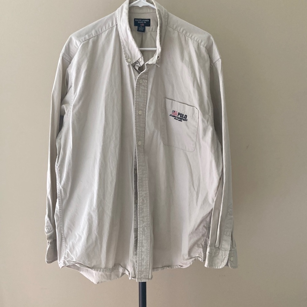 Polo Jeans Co. Ralph Lauren Tan Button Down Shirt Size XL